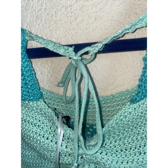 New Crop Knit crochet Bell Long sleeve Square Neck Sweater S Boh Hippie Sexy y2k - Picture 9 of 12